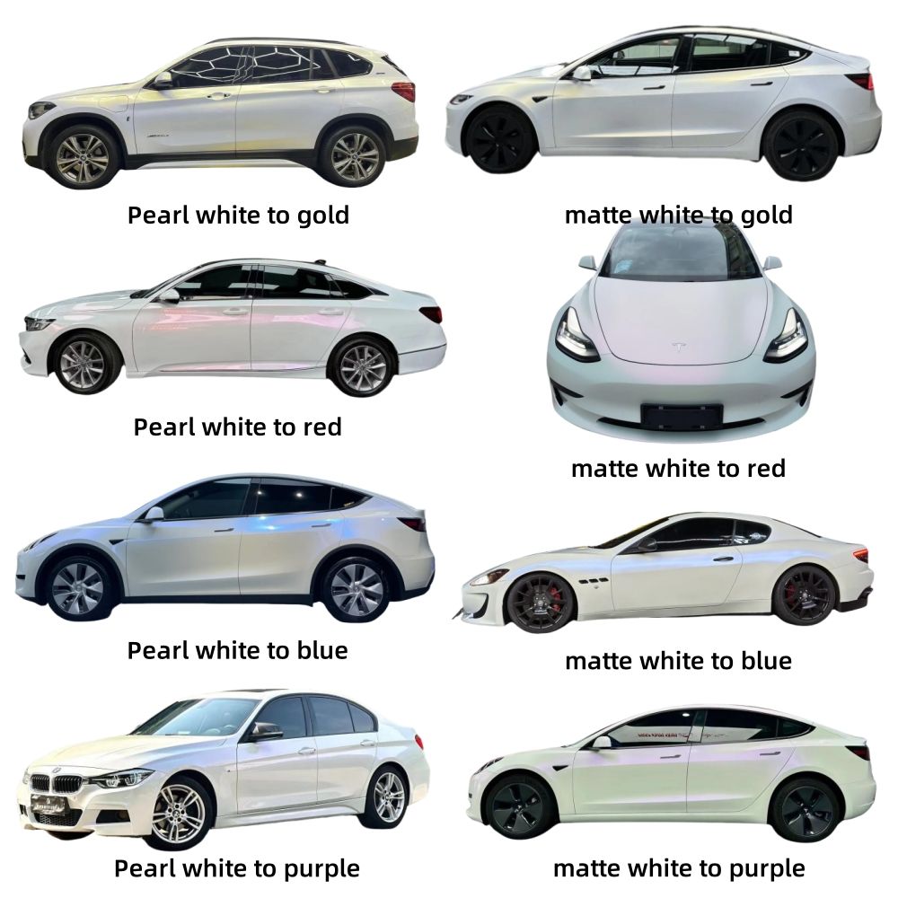 Auto Wrapping Film White to Red/Blue/Gold Car Decoration PVC Color Vinyl